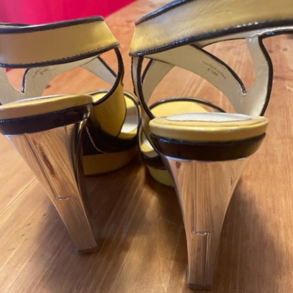 L.A.M.B.  by Gwen Stefani - Yellow Leather Platform Shoes Size 8.5 - Picture 5 of 6